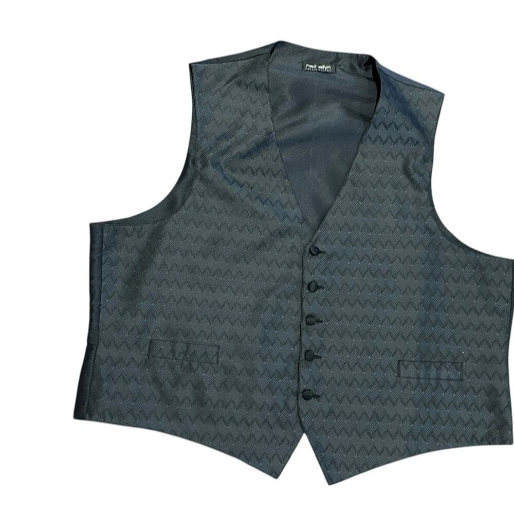 Neil Allyn Men's XL Black & Gray Vest Black Satin Buttons